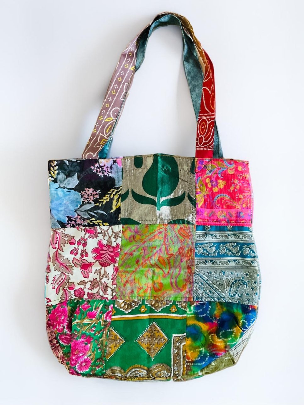 Indian Recycled Sari Tote Bag 35 cm x 7.5 cm. x 37 cm