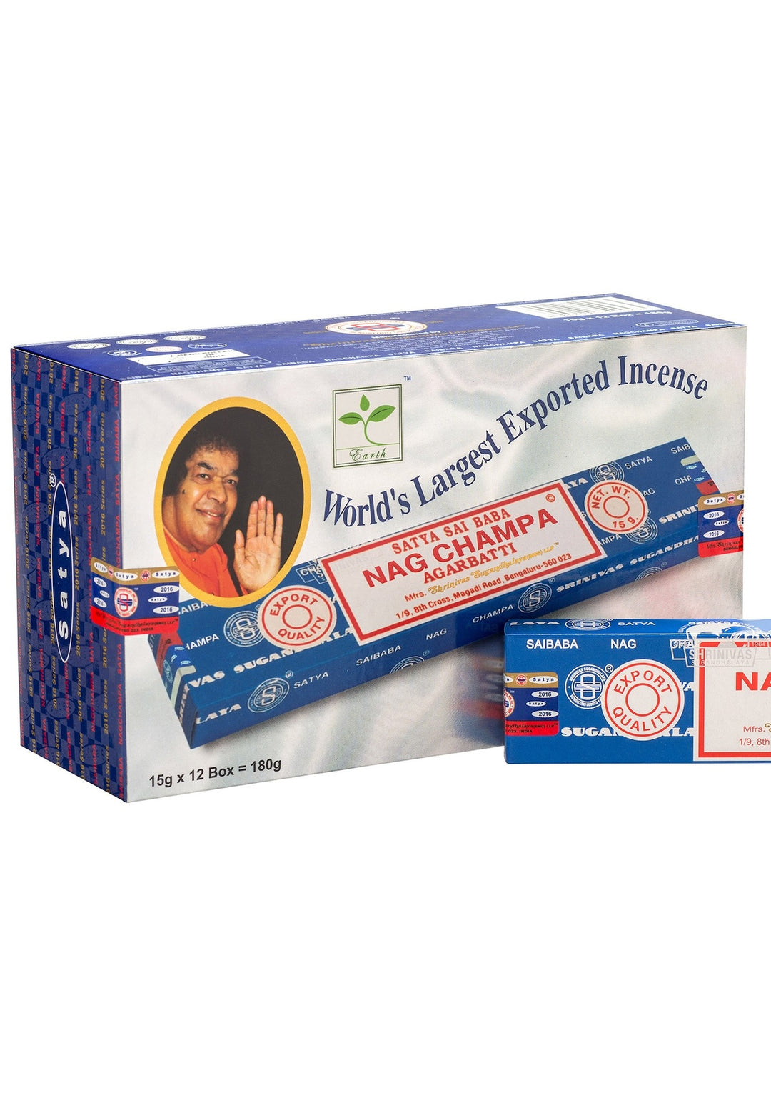 Incense Sticks from Bangalore Original Satya Sai Baba Nag Champa - 12 boxes |15 grams