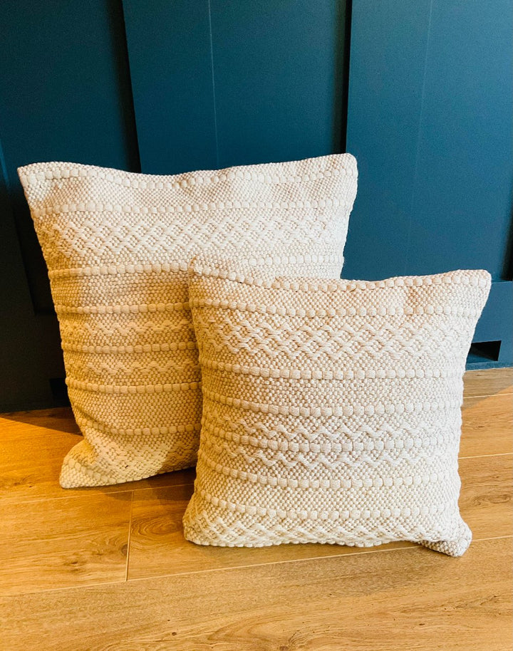 Cream Textured Jute Cotton Living Room Cushion Covers