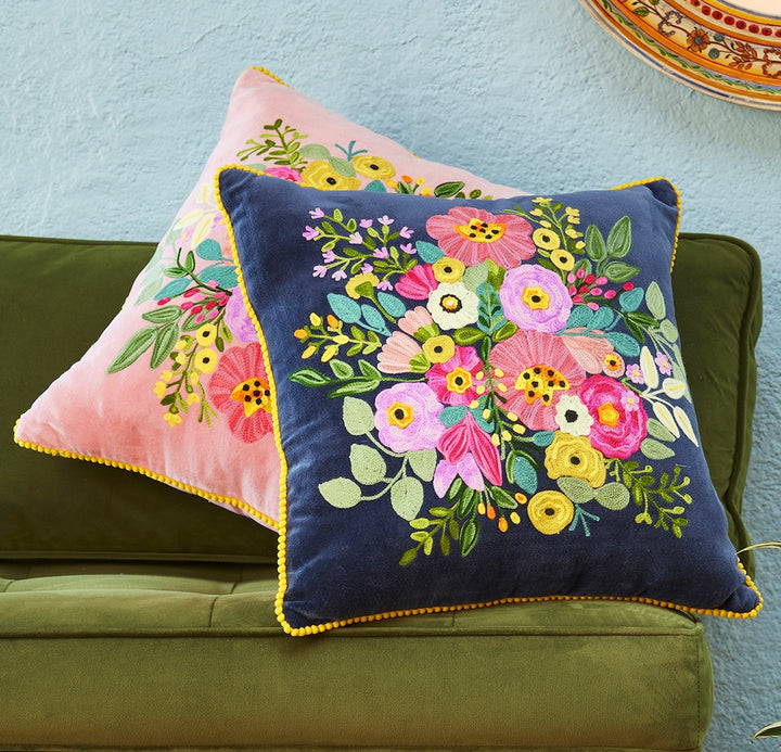 Navy Velvet Wildflower Cushion Cover Second Nature Online