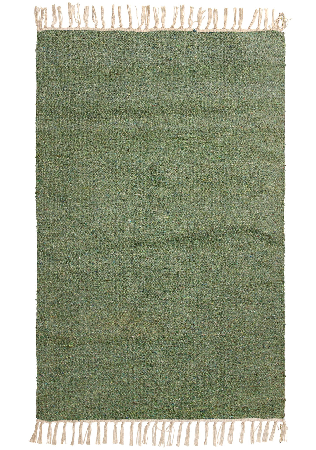 Olive Small Green Cotton Plain Rug