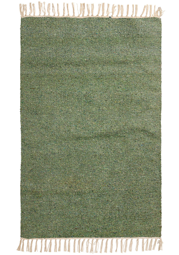 Olive Small Green Cotton Plain Rug