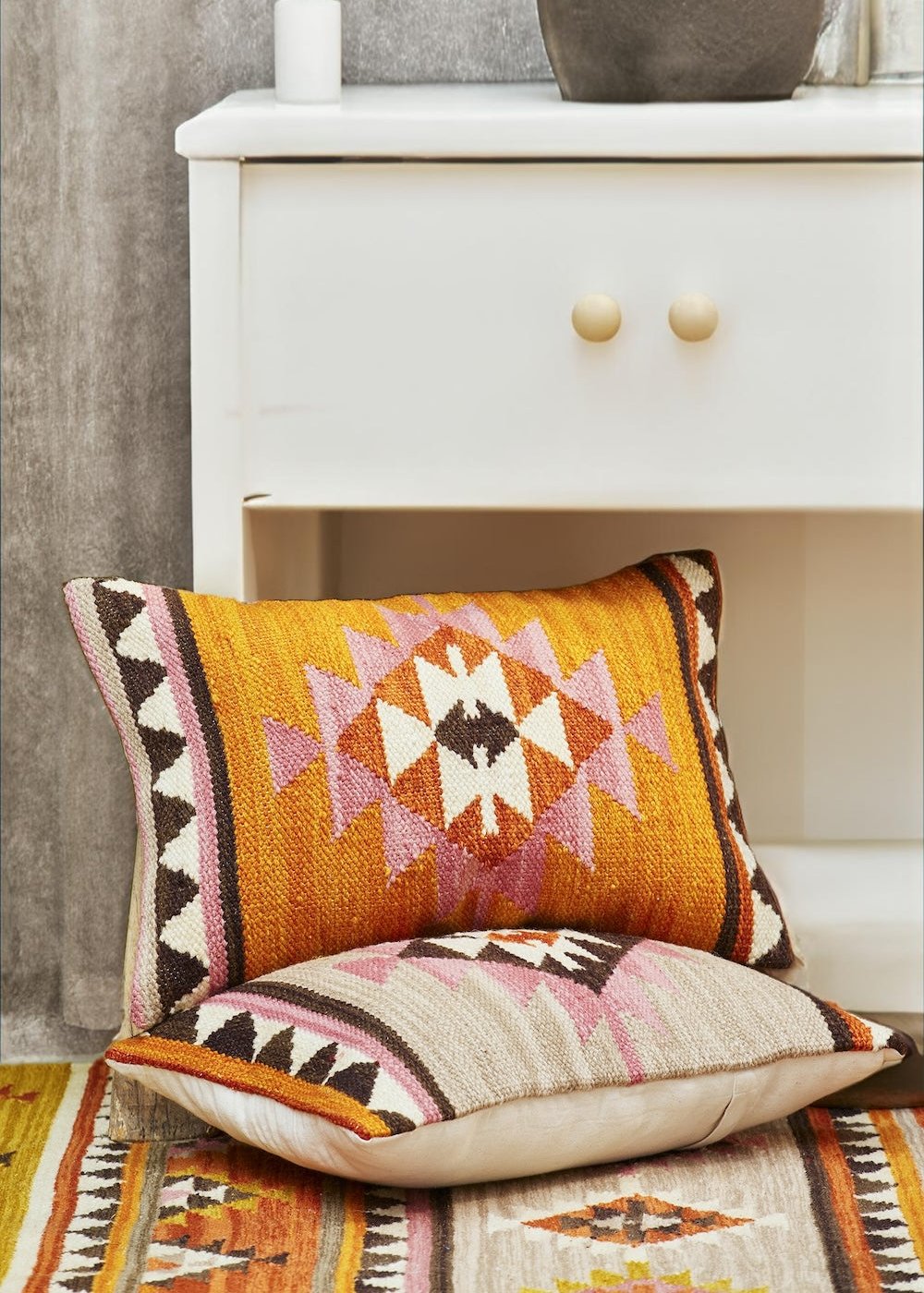 Handwoven Aztec Cushion Cover, Sustainable Home Decor