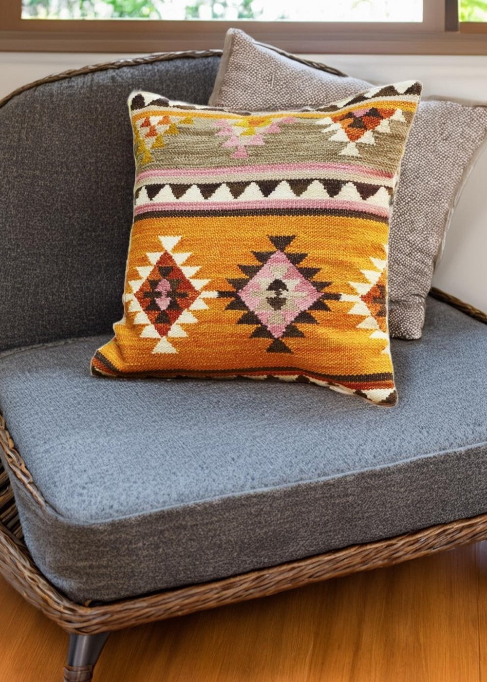 Orange Kilim Aztec Cushion Cover Second Nature Online