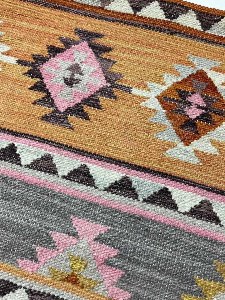 Orange Kilim Cushion Cover Close Up.
