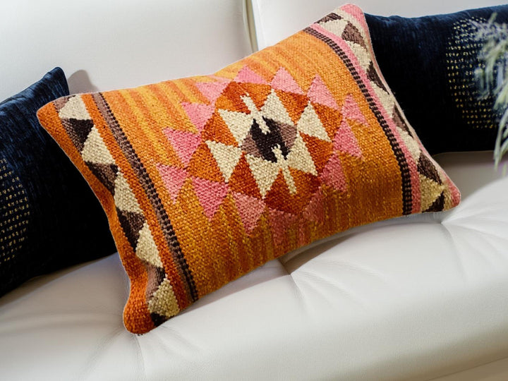 Orange Pink Kilim Cushion Cover Lifestyle