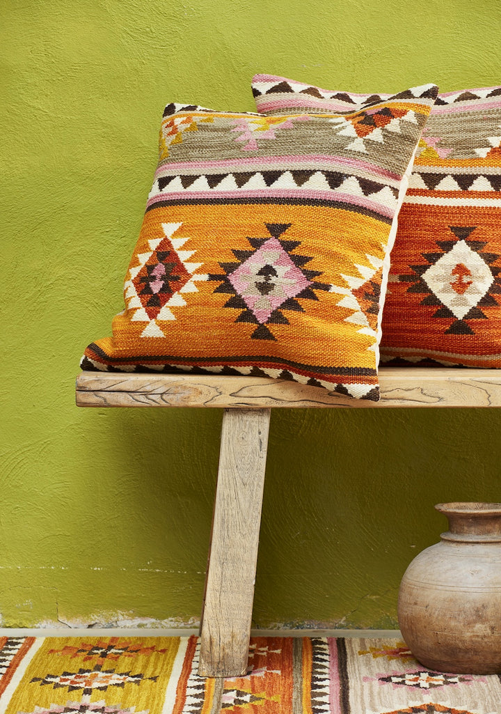 Orange Kilim Large Cushion Cover -Second Nature Online