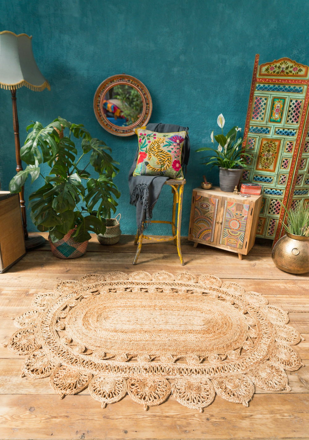 Oval Large Jute Rug With Open Weave Pattern - Second Nature Online