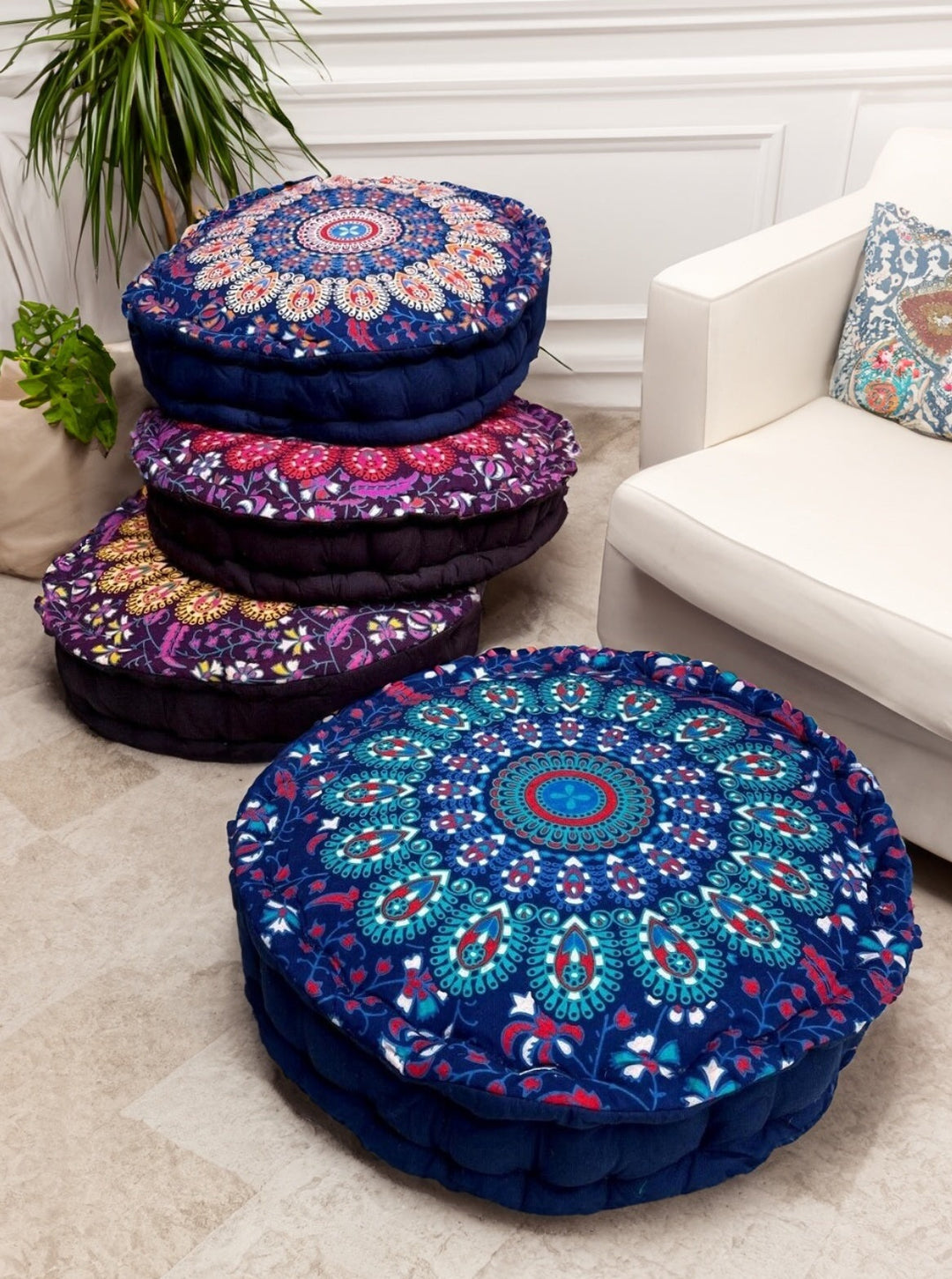 Peacock Mandala Yoga Cushion Pouffe Second Nature Online