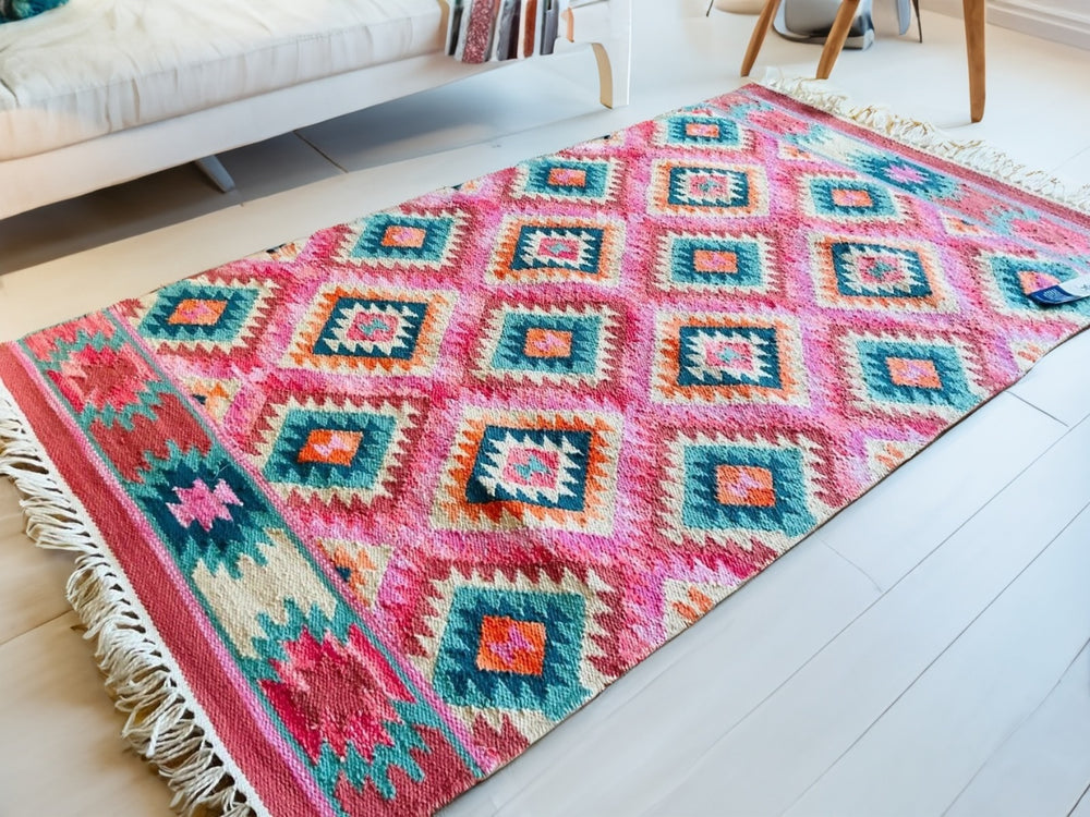 Pink Diamond Geometric Kilim Second Nature Online