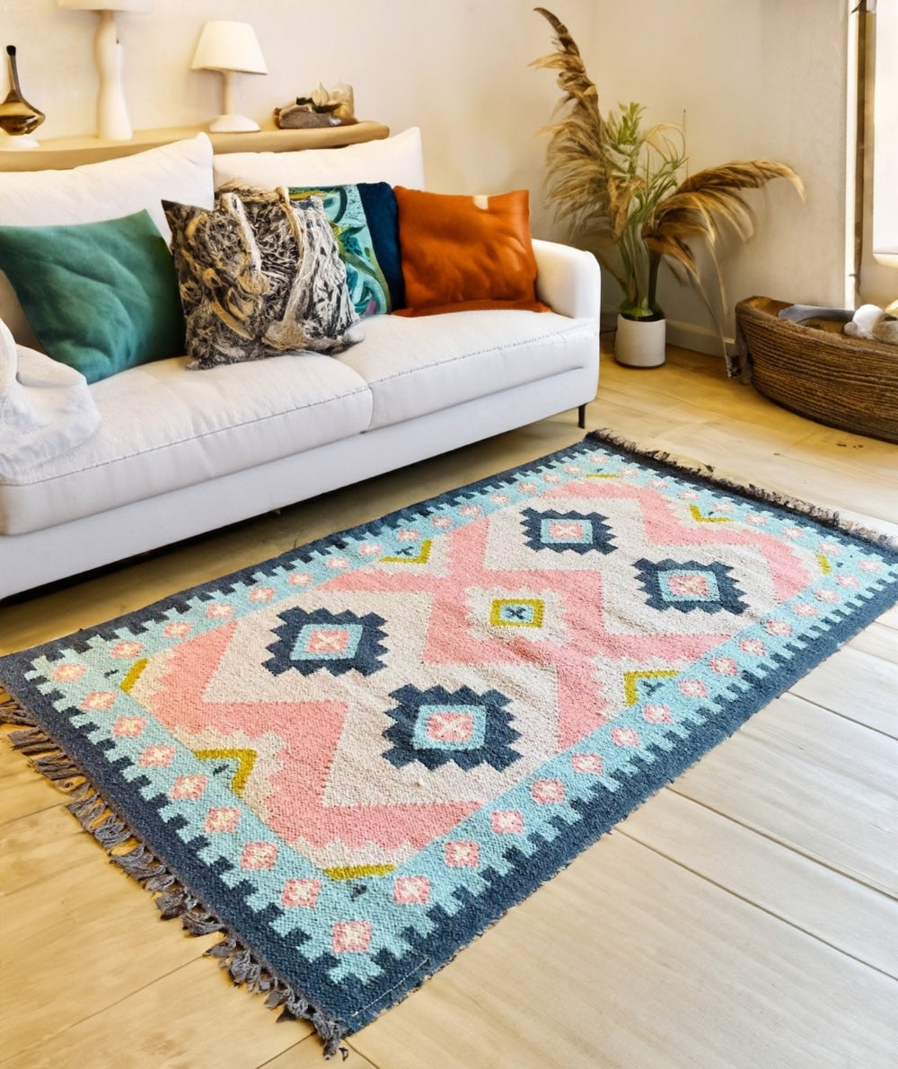 Pink Pastel Kilim Rug - Second Nature Online