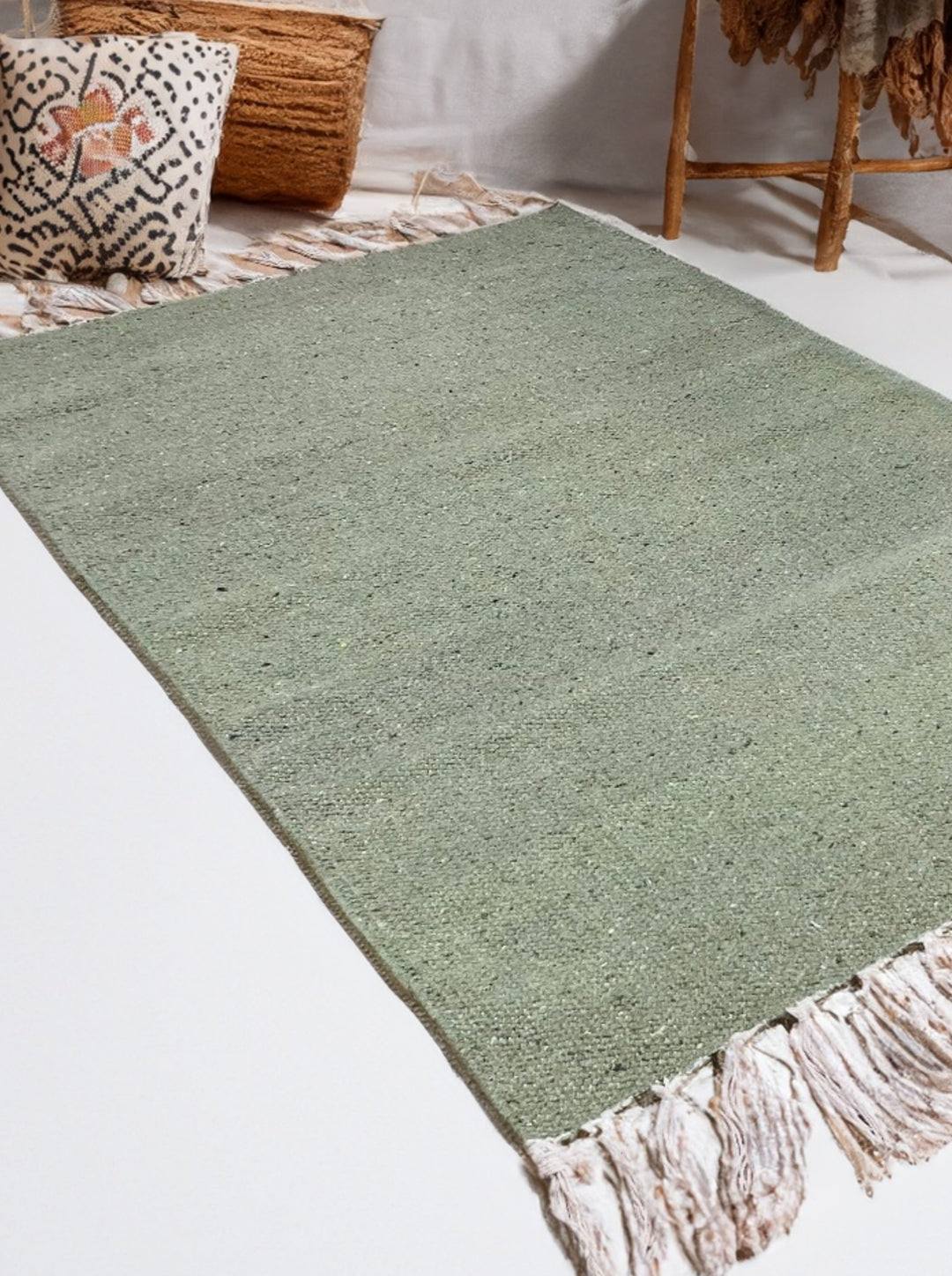 Plain Olive Green Rug Second Nature Online