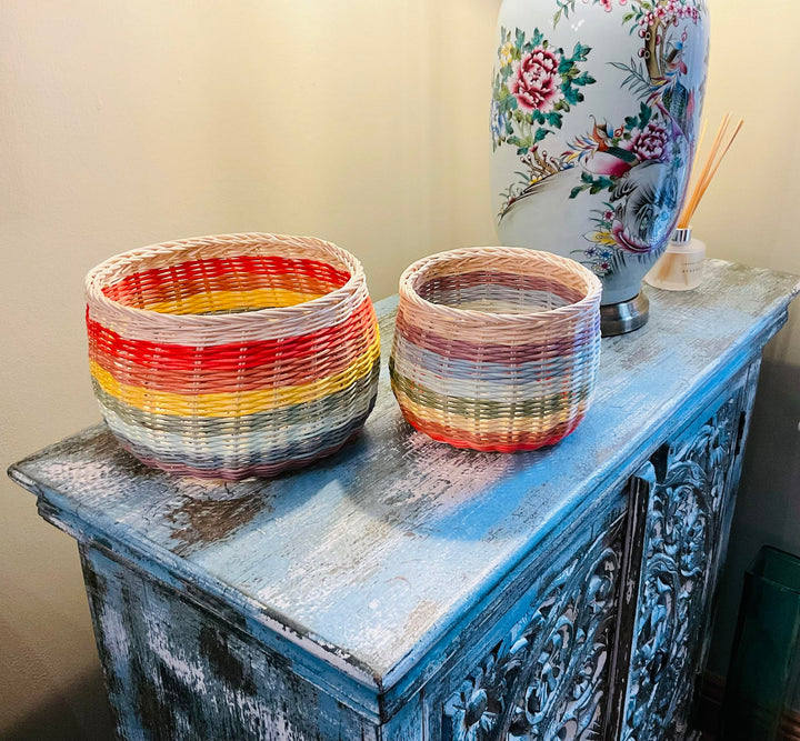 Rainbow Rattan Baskets Living Room Second Nature Online