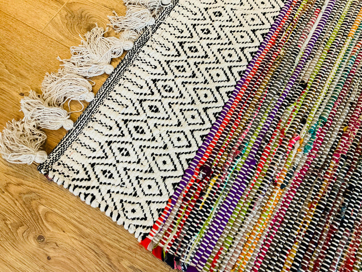 Geometric Multi Colour Rainbow Chenille Rug 75 cm x 135 cm