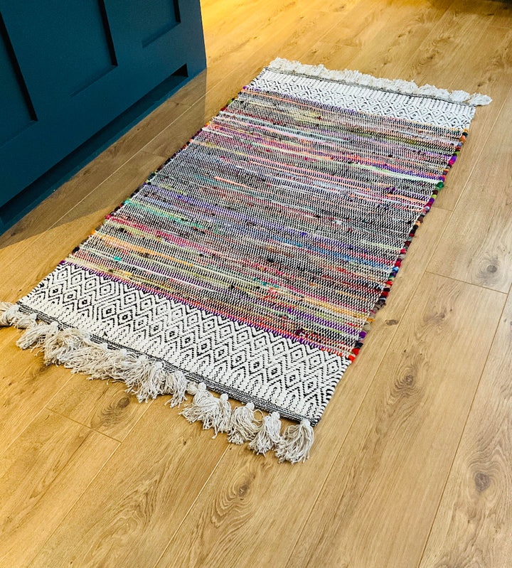 Rainbow Chenille Geometric Rug - Second Nature Online