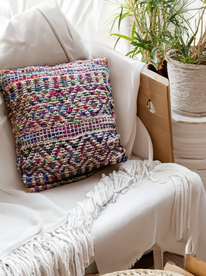 Rainbow Hemp Recycled Silk Cushion Second Nature Online