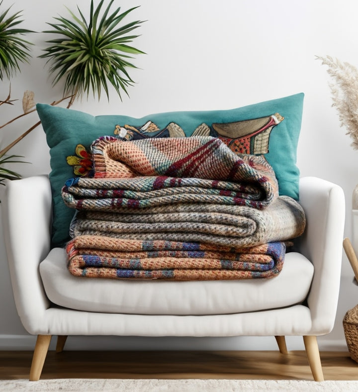 Highland Throw Luxury Recycled Wool Throw Rug 2 SIzes Available