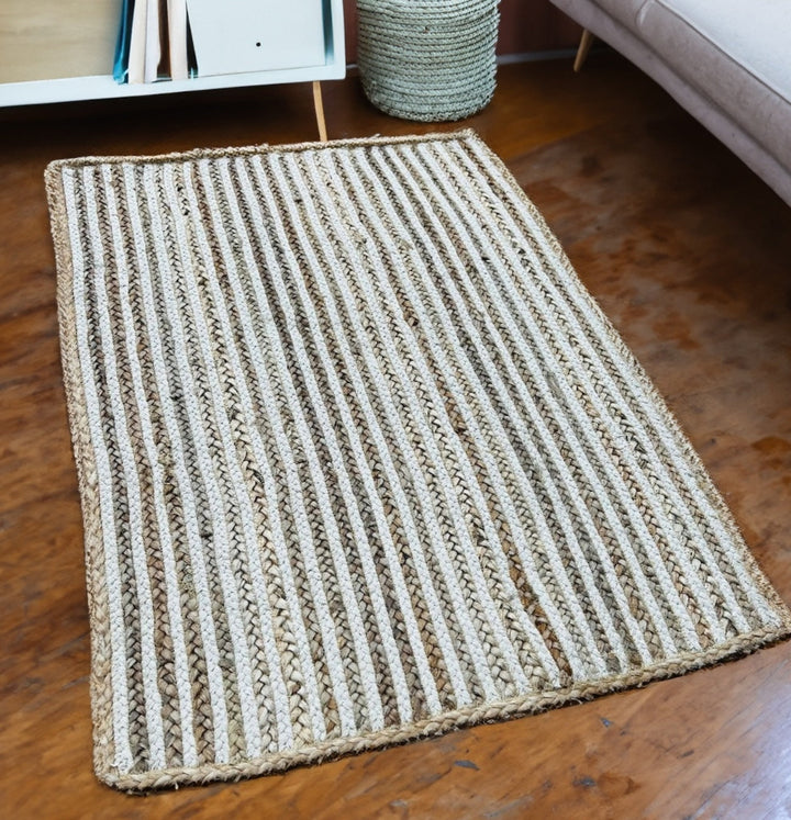 Rectangular Cream Jute Braided Rug Second Nature Online
