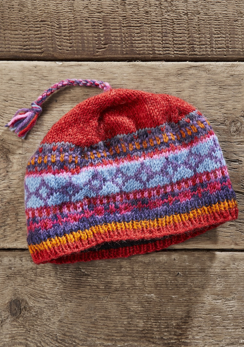 Red Fair Isle Hat - Second Nature Online