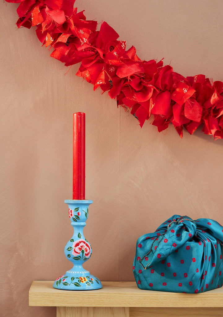 Red Recycled Sari Tinsel Garland Xmas Second Nature Online