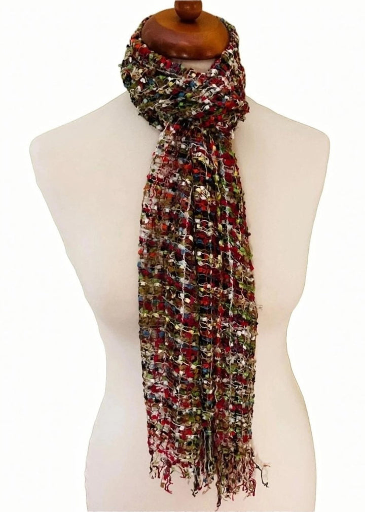 Red Black Viscose Scarf - Second Nature Online