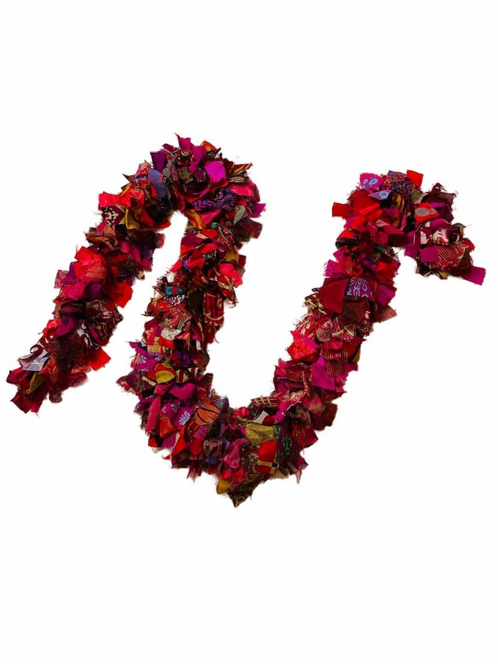 Red Recycled Sari Tinsel or Garland