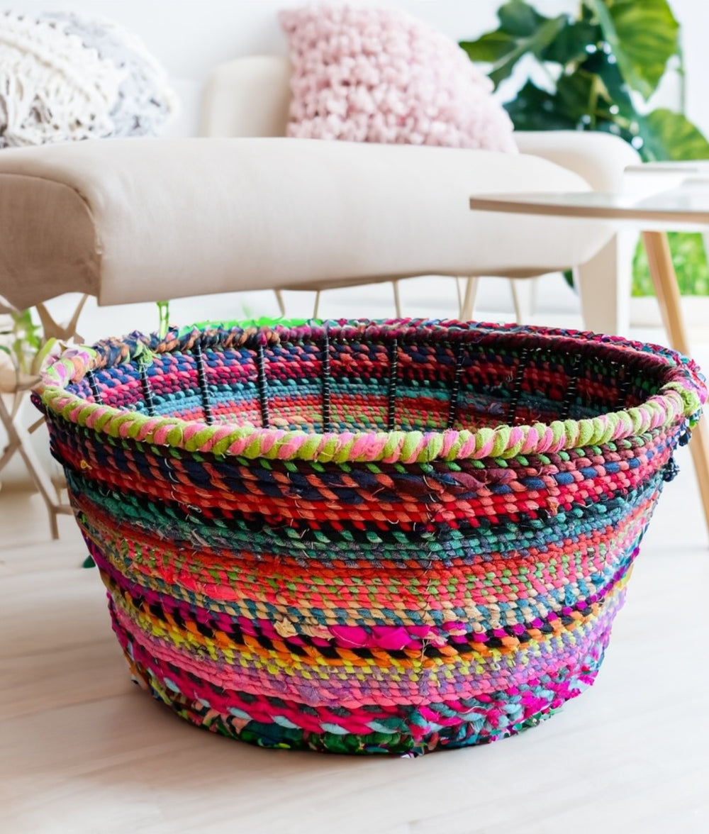 A Round Recycled Fabric Basket Second Nature Online