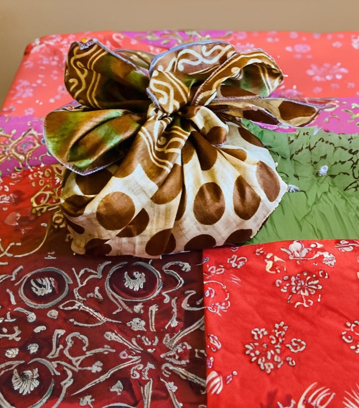 Recycled Indian Sari Material Gift Wrap Colourful Re-useable 4 Pieces Per Purchase Individual Sari Pieces Hair Wrap Head Scarf Various
