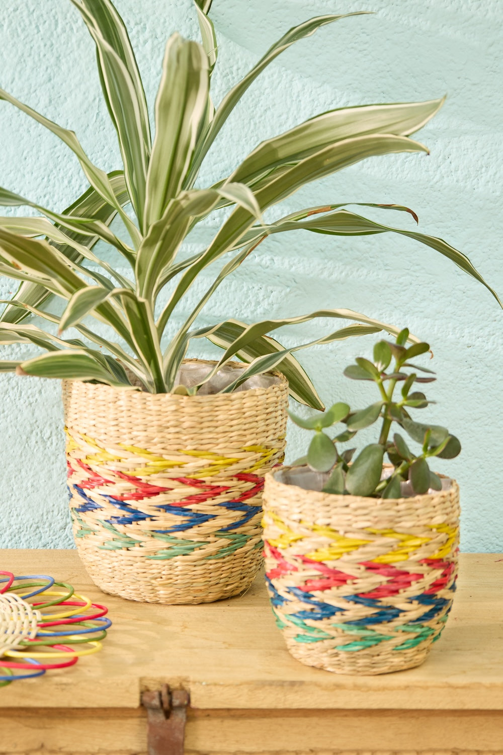 Seagrass Rainbow Chevron Planters - Second Nature Online