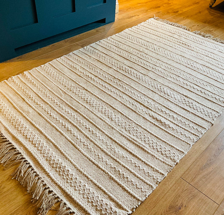 Natural Geometric Textured Rug - Second Nature Online