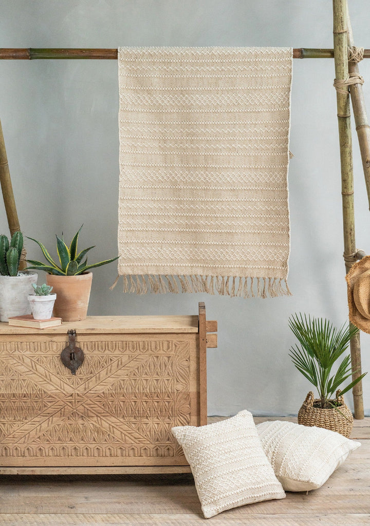 Small Textured Cream Rug - Second Nature Online