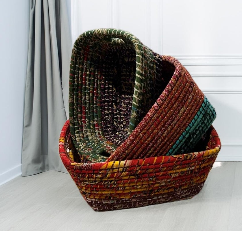 Set of Three Kaisa Grass Laundry Baskets - Second Nature Online