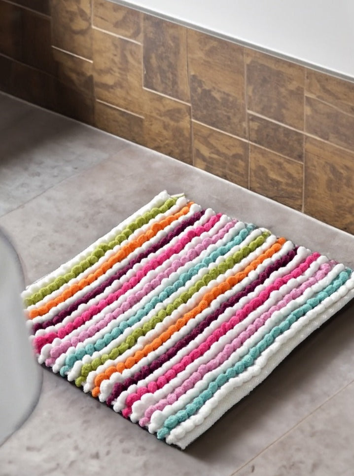 Chunky Shower Mat Rainbow Striped Soft Microfibre Design Second Nature Online