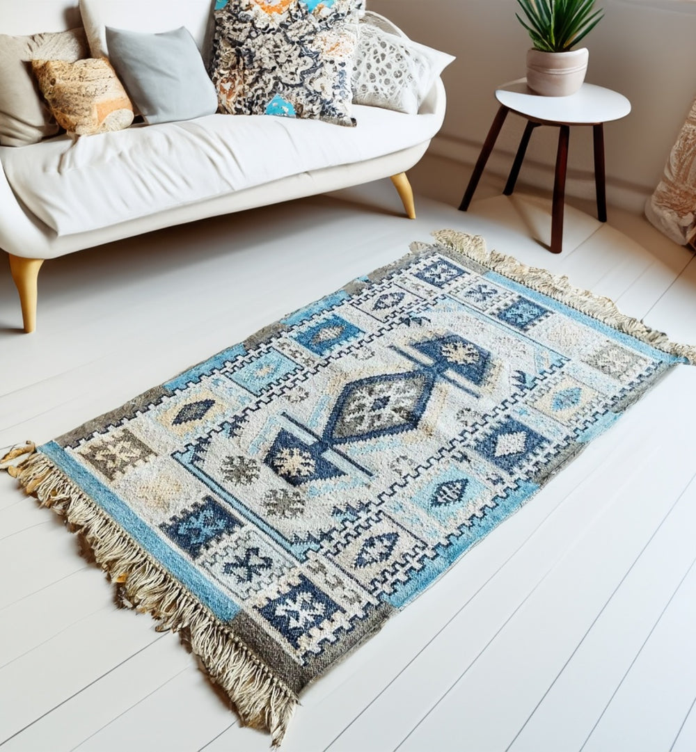 Small Blue Kilim Rug Second Nature Online