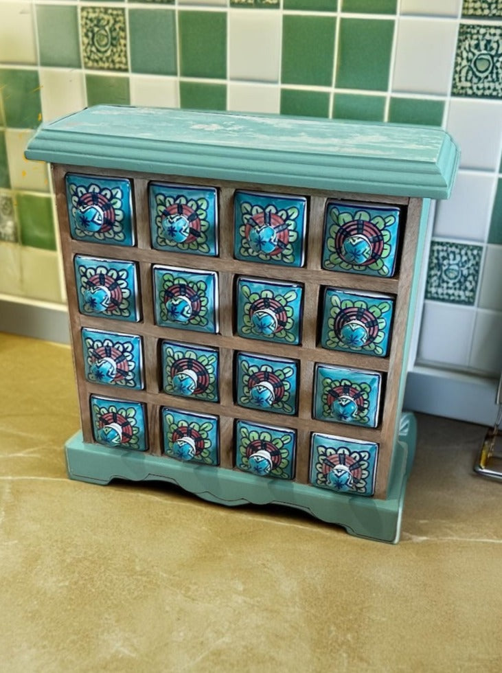 Spice Chest 16 Drawer Chest Mango Wood - Second Nature Online