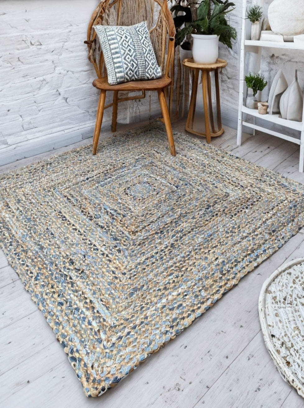 Square Jeannie Denim and Jute Rug Second Nature Online