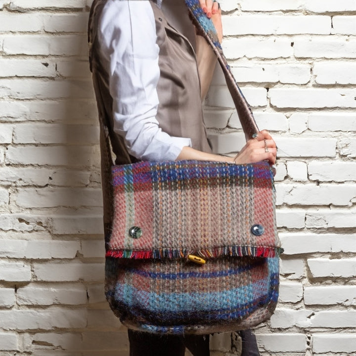 Heather Tartan Shoulder Bag Made With Recycled Wool