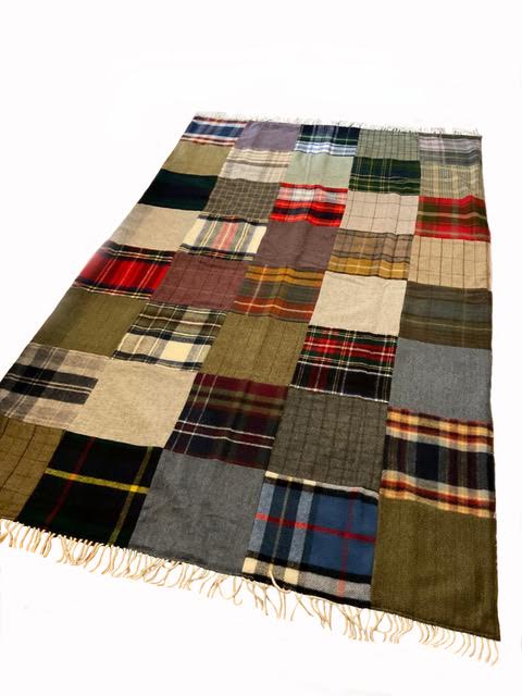 The Highland Throw Handmade Patchwork Tartan Tweed Wool Large Blanket