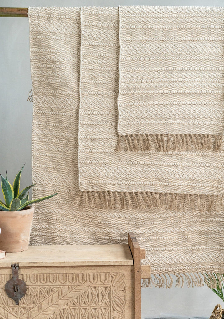 Three Geometric Cream Rugs in Different Sizes - Second Nature Online