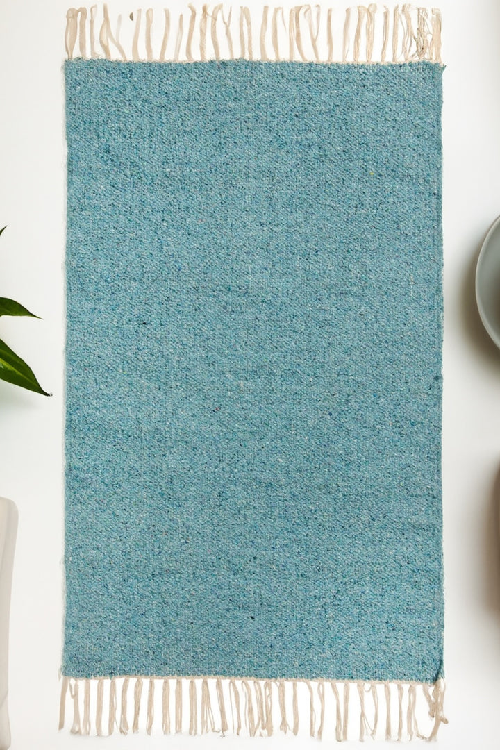 Turquoise Plain Yarn Rug Second Nature Online
