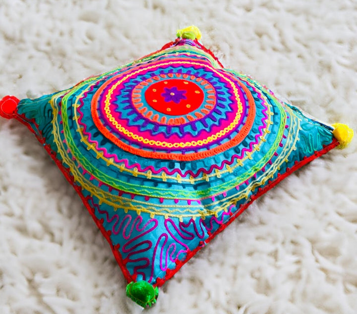 Turquoise Mandala Indian Cushion Cover