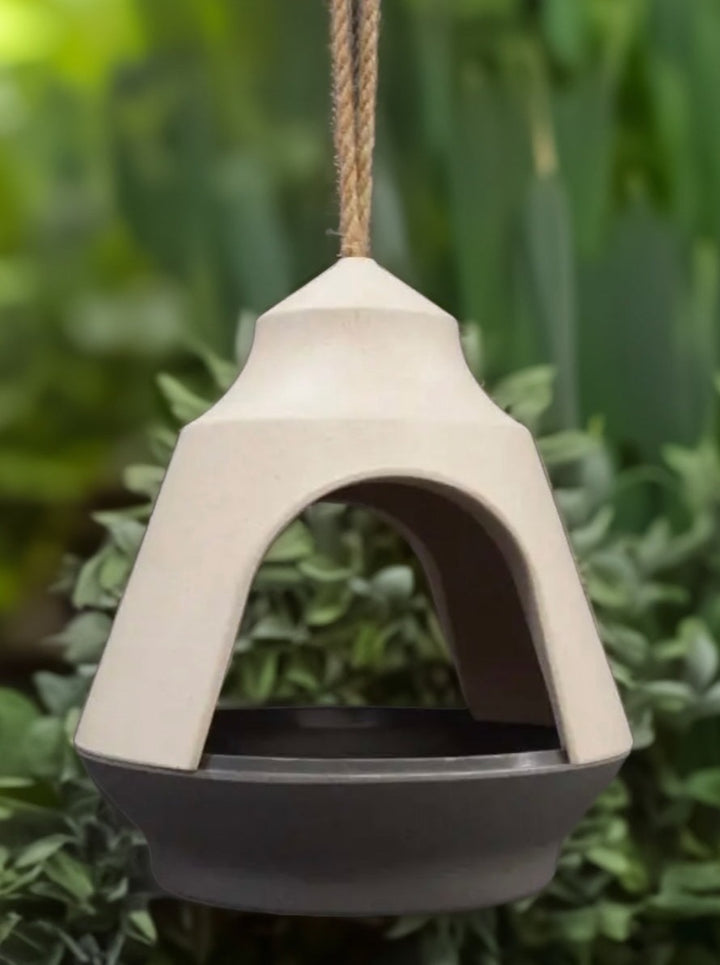 Eco Nest Earthy Haven Birdhouse Feeder(Earthy Natural/Anthracite Bamboo)