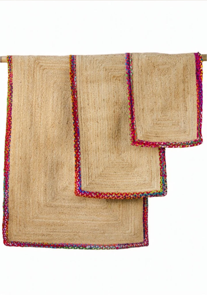 White Background Hemp Chindi Rugs - Second Nature Online