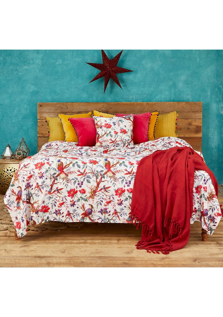 Kantha Throw Handcrafted in Bird Of Paradise Design 2 Colours Available
