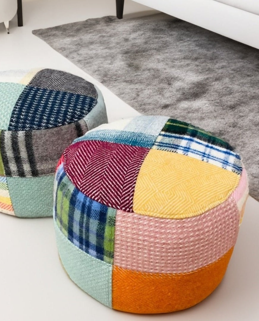 Wool Patchwork Pouffe Second Nature Online