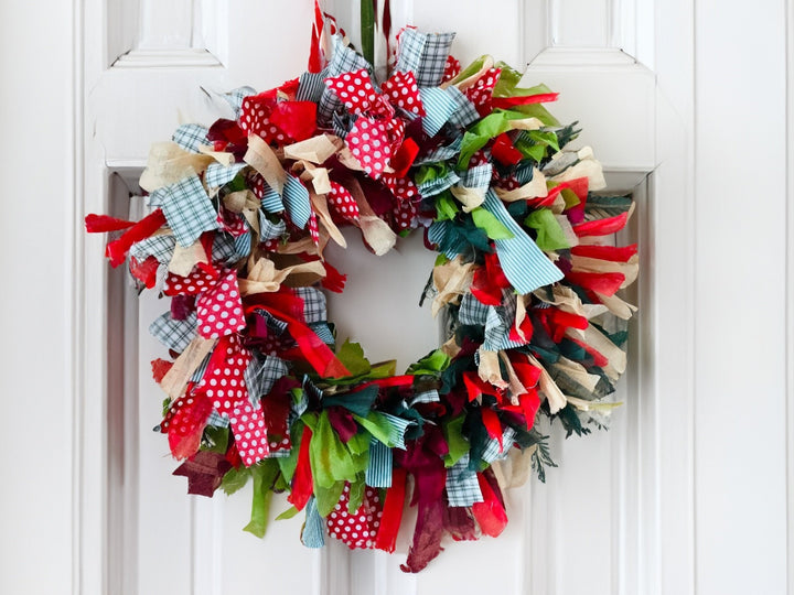 Christmas Wreath Hanging On White Door - Second Nature Online