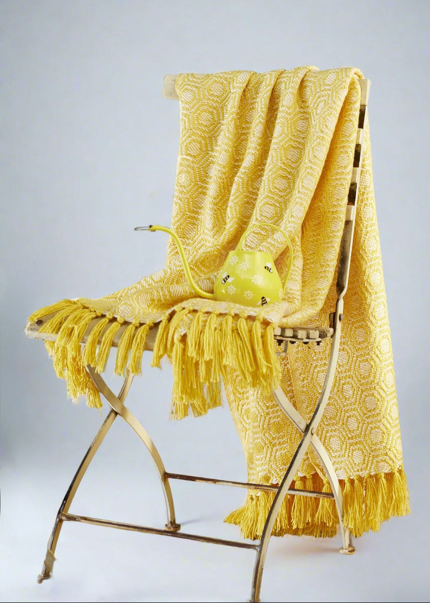 Yellow Honeycomb Design Throw - Second Nature Online