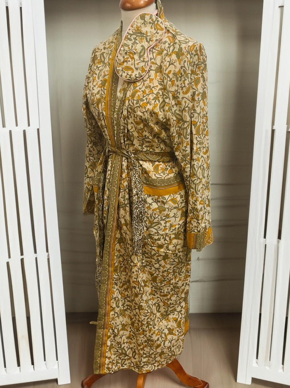 Yellow And Green Sari Robe