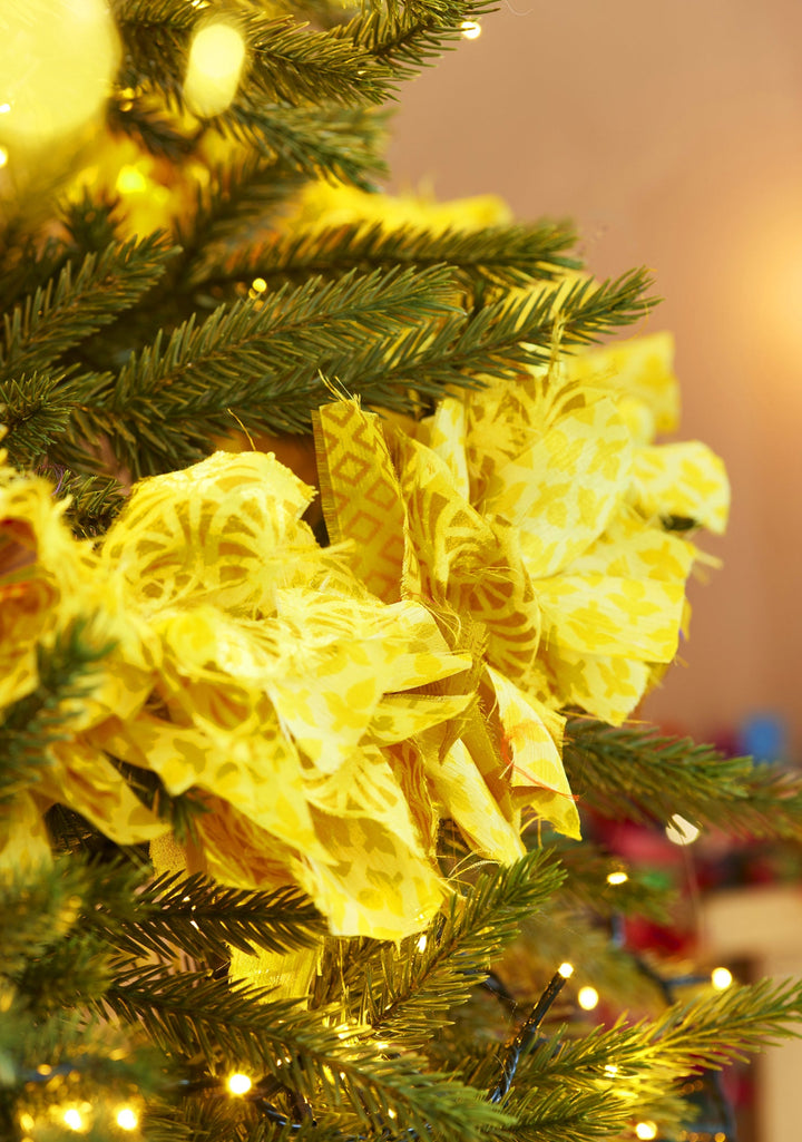 Yellow Recycled Sari Tinsel Garland Xmas - Second Nature Online