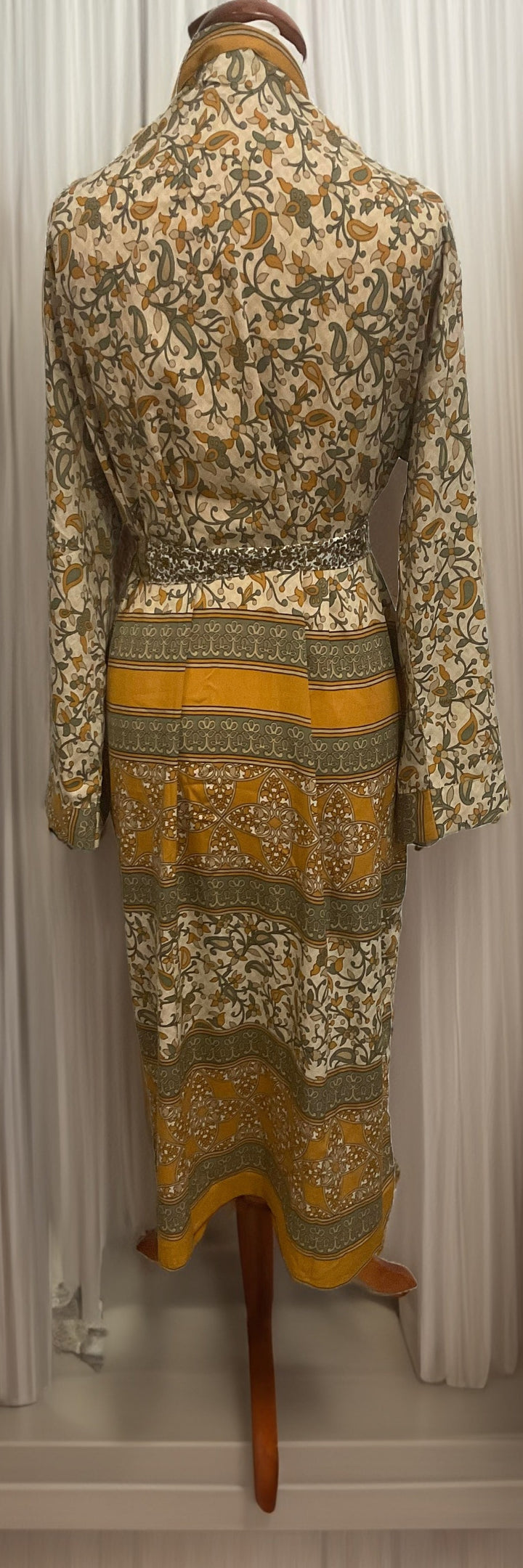 Rear Of Yellow Mustard Indian Sari Robe